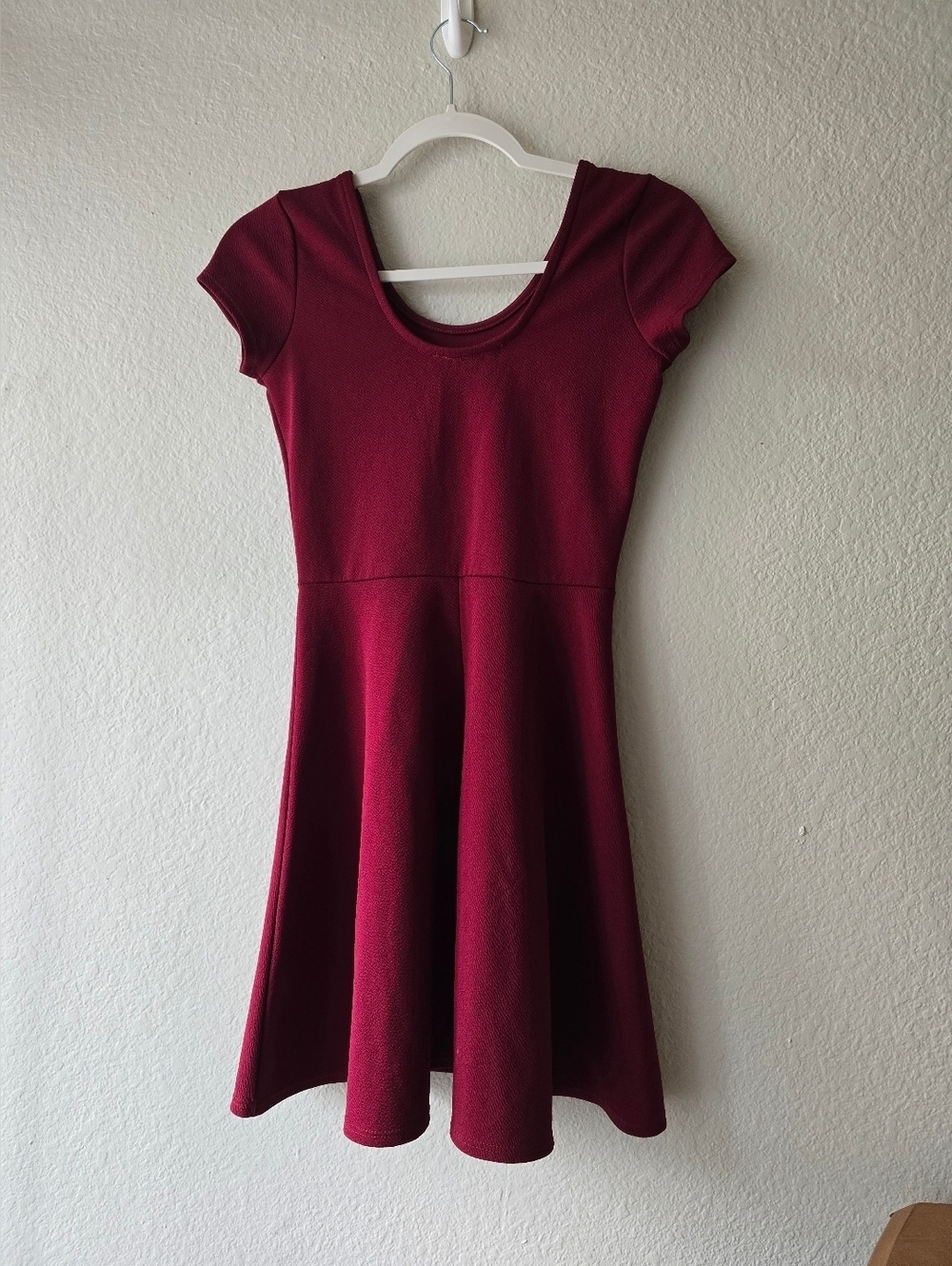Burgundy a line dress with cap